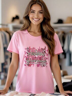 NWOT Soft Pink Breast Cancer "Heal Cancer Luke 1:37 " Crewneck Large T-Shirt
